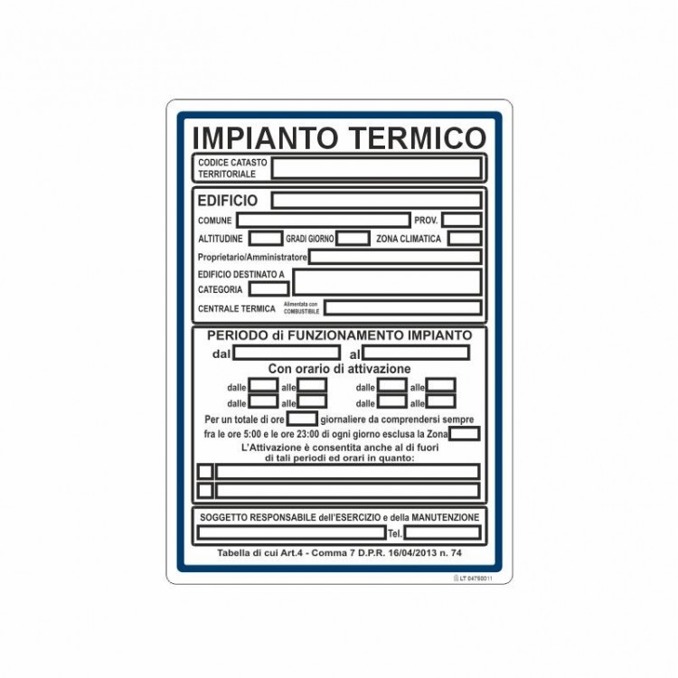 SEGNALE INDICAZIONE IMPIANTO TERMICO